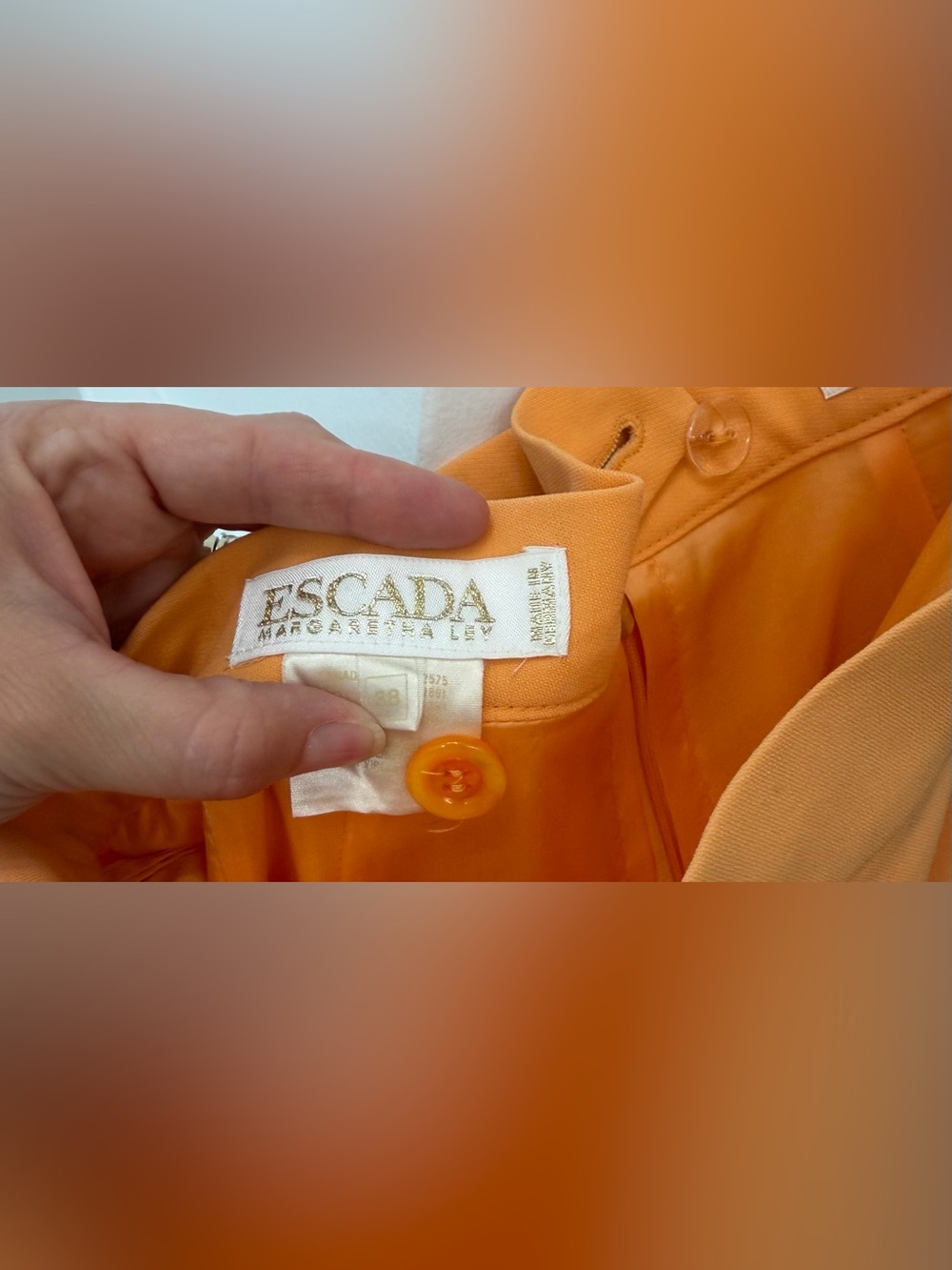 Escada Margaretha Ley Virgin Wool Skirt Suit 8 Apricot Orange Vintage Luxe - Picture 14 of 16